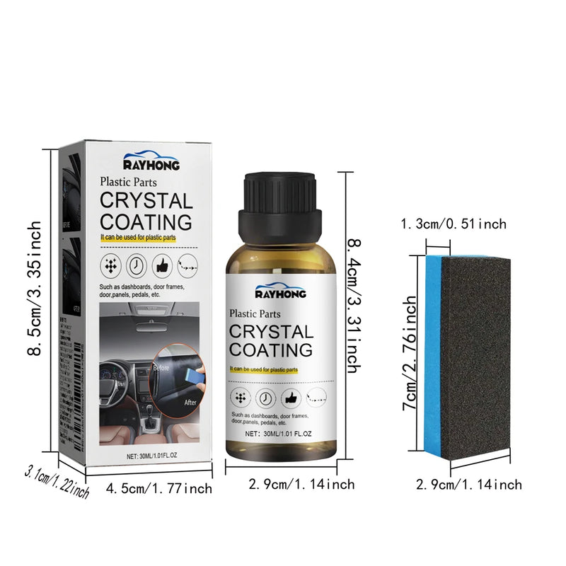 30ml Plastic Restorer for Car Easy To Use Plastic Part Refurbishment Crystal Coating Refurbish Agent with Sponge Long Lasting