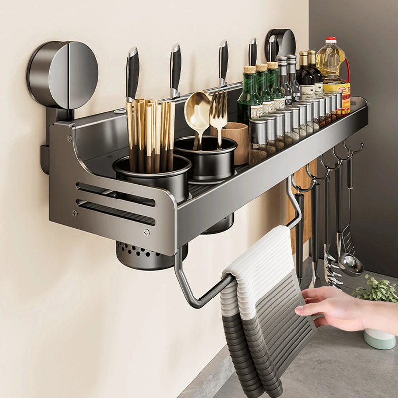 Suction Cup Kitchen Organizer Shelf Wall-mounted Spice Storage Rack Kitchen Knife Holder Wall Seasoning for Chopstick Spoon