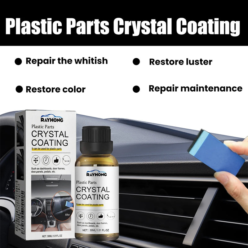 30ml Plastic Restorer for Car Easy To Use Plastic Part Refurbishment Crystal Coating Refurbish Agent with Sponge Long Lasting